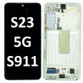 Samsung Galaxy SM-S911 S23 5G OLED and Touch screen with frame (Original Service Pack) [LIME / LIGHT GREEN] GH82-30480F/30481F